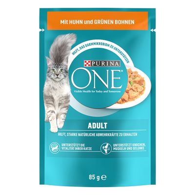 Purina ONE Adult Alimento umido per gatti 52 x 85 g con Pollo e Fagiolini