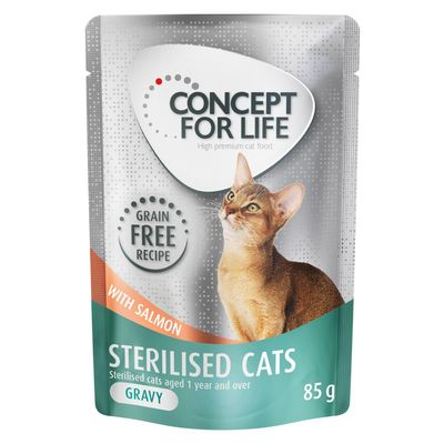 Concept for Life Sterilised Cats lazac gabonamentes - szószban 12 x 85 g
