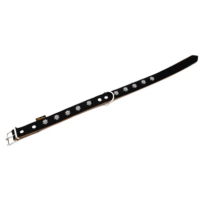 Heim Edelweiß, sort/natur Hundehalsbånd - 44 - 54 cm halsvidde, B 25 mm