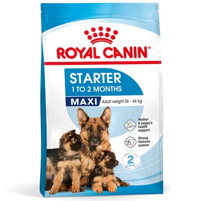 ROYAL CANIN Starter 1 to 2 Months MAXI, adult weight 26–44 kg, supports mother & puppy's health, strong immune system, 2-stage.