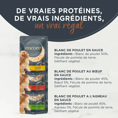 Lot mixte Encore en sauce 5 x 100 g sachets pour chien - sélection à la viande (3 saveurs)