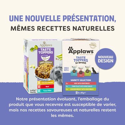 Lot mixte Applaws Taste Toppers 6 x 85 g pour chien