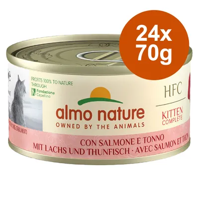 Sparpaket Almo Nature HFC Complete Kitten 24 x 70 g - Lachs mit Thunfisch