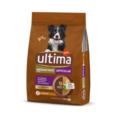 Ultima Medium Maxi Articular con pollo, 7,5 kg. Con colágeno, sin aditivos artificiales ni conservantes. Para el cuidado de las articulaciones y la movilidad.