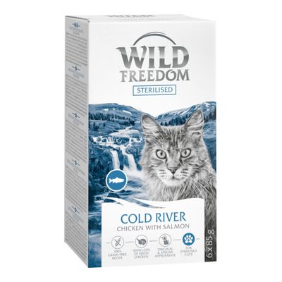 Wild Freedom Adulte Stérilisé barquette 6 x 85 g - Cold River saumon et poulet