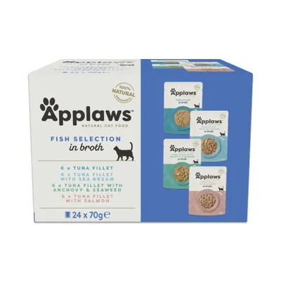 Applaws Cat Natural Fish Selection in Broth 24 x 70g - Fish Selection (4 Varieties)