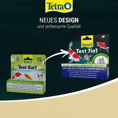 Tetra Test 6v1 se mění na Tetra Test 7v1 s novým designem a vylepšenou kvalitou. Rychlá a snadná kontrola kvality vody.