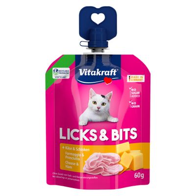 Feeding recommendation: 3 kg, 1/3 piece; 4 kg, 1/2 piece; 5 kg, 1/2 piece per 24 h, plus fresh water. Vitakraft.