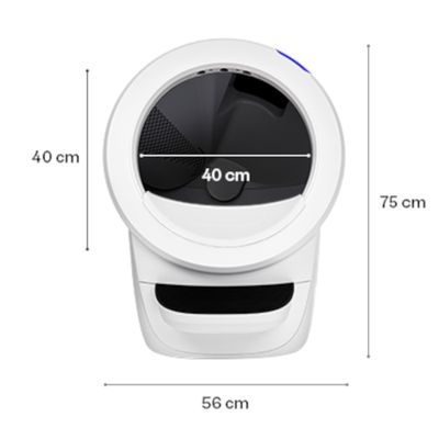 Produkt s rozměry: výška 75 cm, šířka 56 cm, průměr otvoru 40 cm, výška strany 40 cm. Všechny rozměry jsou jasně viditelné.