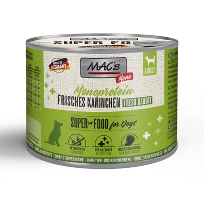 MAC's Dog Monoproteïne Verse Konijn - 6 x 200 g MAC's Dog Monoproteïne Verse Konijn - 6 x 200 g