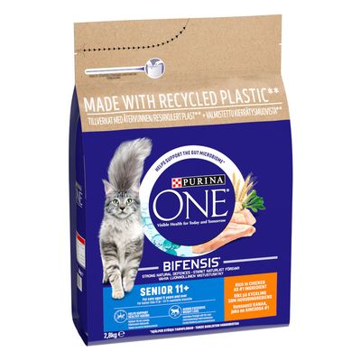 PURINA ONE Senior 11+ Chicken & Whole Grains Dry Cat Food Multibuy: 2 x 2.8kg