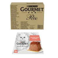 Gourmet Perle Wet Cat Food + 12 x 57g Gourmet Wet Cat Food Free! * - Ocean Flakes in Gravy (96 x 85g) + Salmon Revelations Mousse (12 x 57g)
