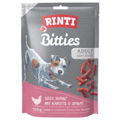 Rinti Extra Bitties, мягкие кусочки утки с ананасом и киви, без сахара, 100 г.