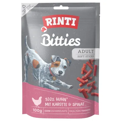 RINTI Bitties Adult Soft Sticks 100 g - Huhn mit Karotte & Spinat