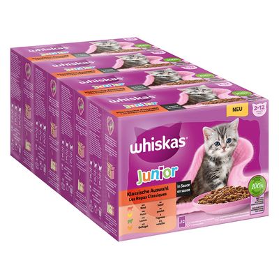 96 plicuri x 85 g Whiskas la preț special! Junior Selecție clasică în sos 96 x 85 g
