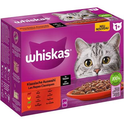 Мегаупаковка Whiskas 1+ Adult в пакетиках 24 x 85 г Классическое ассорти в соусе