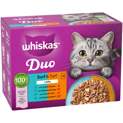 Whiskas 1+ Duo Surf & Turf in Jelly Whiskas 1+ Duo Surf & Turf in Jelly
