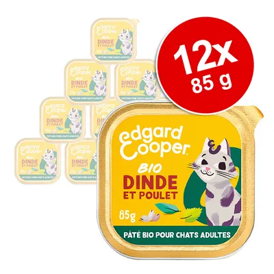 Edgard Cooper Bio Dinde et Poulet, pâté bio pour chats adultes, 12 x 85g.