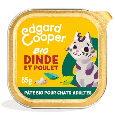 Edgard & Cooper Adult Pâté bio sans céréales 85 g pour chat - dinde bio, poulet bio