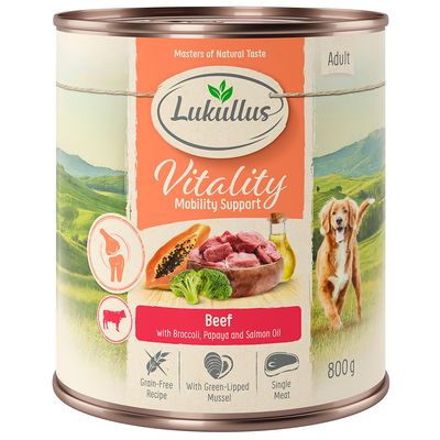 Sparpaket Lukullus Vitality 24 x 800 g Unterstützung der Beweglichkeit: Rind (getreidefrei)