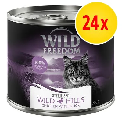 Wild Freedom Sterilised Wild Hills Chicken with Duck, 100% grain-free recipe, 200 g burk. Förpackning med 24 stycken.
