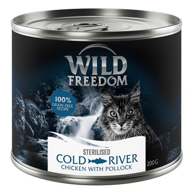 Wild Freedom Adult Sterilised 6 x 200 g – bez obilnín Cold River Sterilised – kuracie a treska