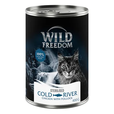 Wild Freedom Sterilised Cold River, 100 % viljaton resepti, kanaa ja Alaska-seitiä, 400 g tölkki.
