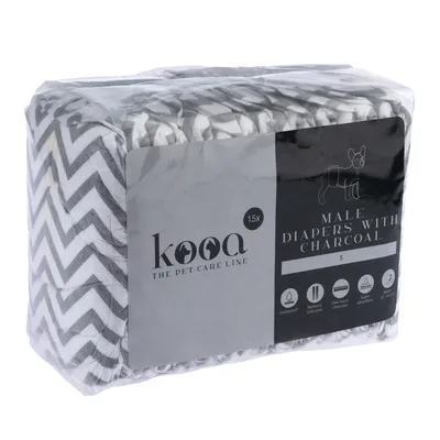 Couches kooa au charbon de bois pour chien mâle - taille S, 30 pièces