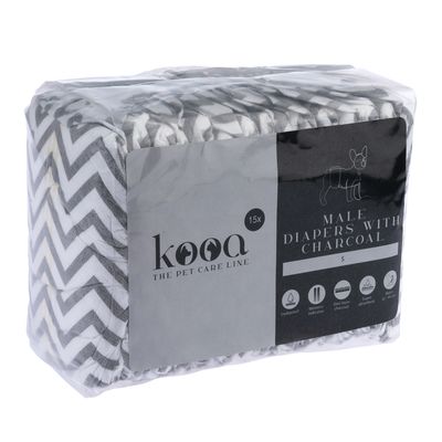 Couches kooa au charbon de bois pour chien mâle taille S, 30 pièces