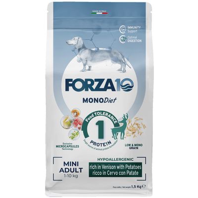 Forza10 Mini Diet Cerf avec morceaux de pommes de terre pour chien Emballage double : 2 x 1,5 kg