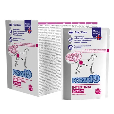 Forza10 Intestinal Active, vyrobeno na Islandu, ryba, prebiotika, elektrolyty. Dietní krmivo pro psy a kočky z nekontaminovaných surovin z Islandu.