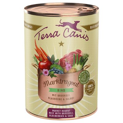 Terra Canis Marktragout 6 x 385 g Rind mit Brokkoli, Heidelbeeren & Salbei