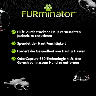 FURminator: Hilft, durch trockene Haut verursachten Juckreiz zu reduzieren. Spendet Feuchtigkeit, fördert Gesundheit von Haut & Haaren. OdorCapture-360-Technologie entfernt Geruch von nassem Hund.