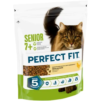 PERFECT FIT Senior 7+, królestwo kurczaka, Total 5 Formula, wspiera zdrowie całego organizmu. Dla starszych kotów od 7. roku życia. PERFECT FIT Senior 7+, królestwo kurczaka, Total 5 Formula, wspiera zdrowie całego organizmu. Dla starszych kotów od 7. roku życia.