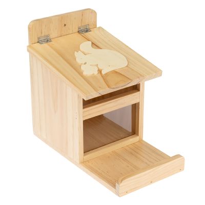 Plai Mangiatoia In Legno Per Scoiattoli Con Piattaforma E Supporto Per Pannocchie