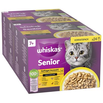 Whiskas Senior portionsposer 48 x 85 g Fjerkræudvalg i sauce