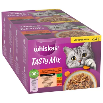 Jumbopakke: 96 x 85 g Whiskas Tasty Mix portionsposer Jumbopakke: 96 x 85 g Whiskas Tasty Mix portionsposer