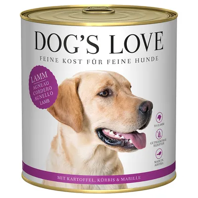 Dog's Love Feine Kost für Hunde, Lamm mit Kartoffel, Kürbis & Marille. 55% Lamm, getreidefreie Rezeptur, Made in Austria.