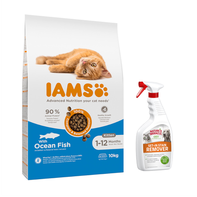 IAMS cibo per gattini, pesce oceanico, 90% proteine animali, 100% alimentazione equilibrata, adatto per 1-12 mesi, senza grano, confezione da 10 kg.