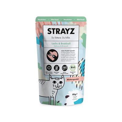 STRAYZ comida húmeda de ganso y calabaza, 85g. Alto contenido de carne, sin cereales, sin azúcares añadidos, ecológico. Fabricado en Alemania.