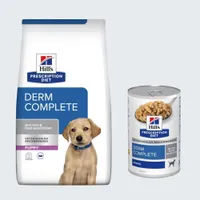 12 kg Hill's Prescription Diet + 3 x 370 g Derm Complete Nassfutter gratis! - Derm Complete Puppy