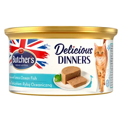 Fai scorta! 48 x 85 g Butcher’s Delicious Dinners umido per gatti - Tonno & Pesce di Mare