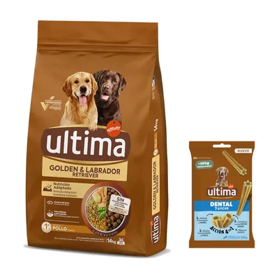Ultima granule + 180 g Sticks Medium / Maxi zadarmo - Golden & Labrador Retriever Chicken 14 kg + Sticks Medium / Maxi 180 g