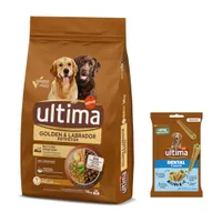 Ultima Hundefutter + Dental Sticks Medium / Maxi 180 g gratis! - Golden & Labrador Retriever Huhn 14 kg