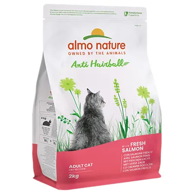 Almo Nature Anti Hairball crocchette per gatti adulti, con salmone fresco, confezione da 2 kg. Almo Nature Anti Hairball crocchette per gatti adulti, con salmone fresco, confezione da 2 kg.