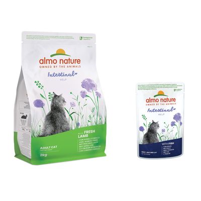 Almo Nature Intestinal Help Trockenfutter für erwachsene Katzen, mit frischem Lamm, 2kg Packung.