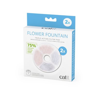 Filtros de recambio de fuentes y bebederos Catit 2.0 Flower Fountain 3 L (TRIPLE ACCIÓN sin marco - 2 uds.)