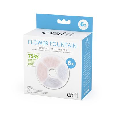 Catit 2.0 Flower Fountain 6er Set TRIPLE ACTION Filter rahmenlos