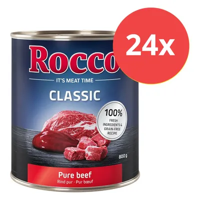 Rocco Classic Pure Beef, 800g Dose, 24x Packung. 100% frische Zutaten, getreidefreie Rezeptur.