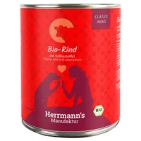 Lot Herrmann's Menu Bio Classic 12 x 800 g  pour chien - bœuf bio, patates douces bio